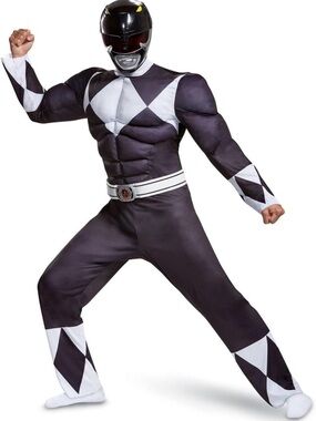 Power Ranger Black Muscle Suit with White Diamond Accents